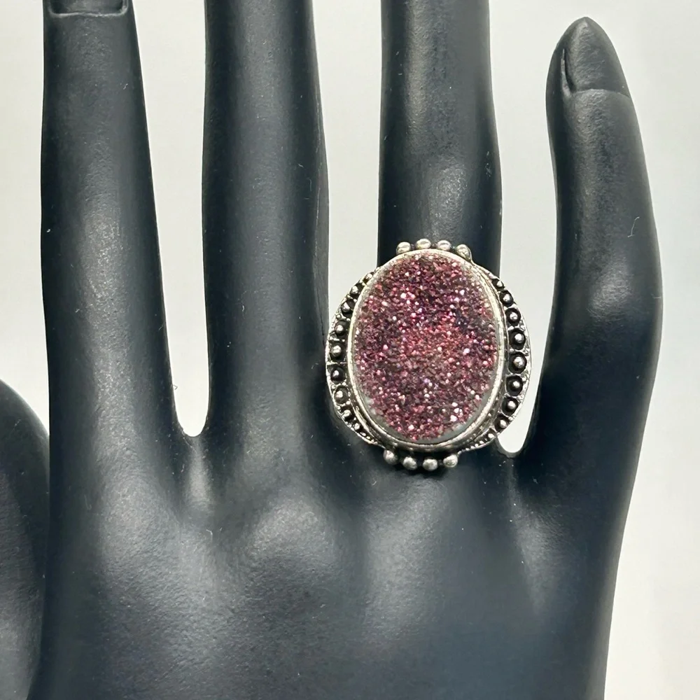 Nicky Butler Sterling Purple Druzy Ring      Sz 8 - Picture 3 of 11